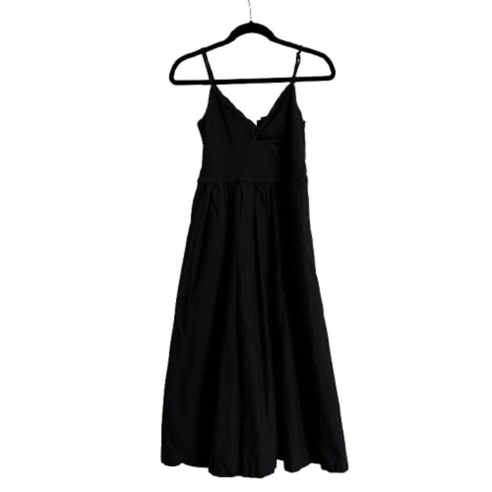 A NEW DAY Cotton & Knit Cut Out Sundress Midi Dress Size Medium Black